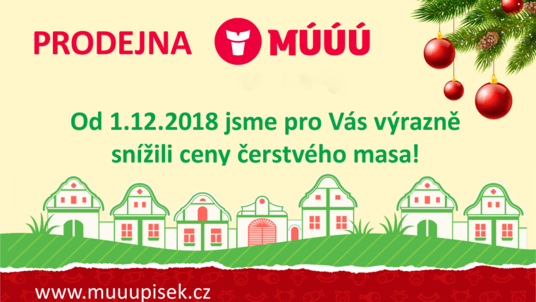 Nová prosincová nabídka PRODEJNY MÚÚÚ Písek – Samoty, Písek
